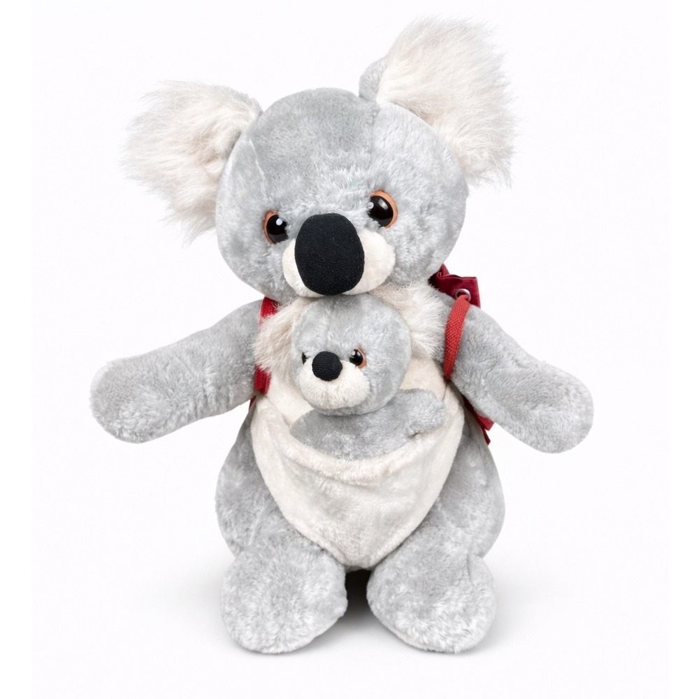 Vintage Applause Koala Plush With Baby Backpack Gray Stuffed Animal‎ Toy